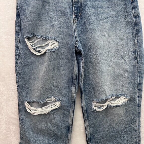 Free People Jeans Womens 31x25 Blue Straight Leg Distresseds High Rise - Picture 10 of 12